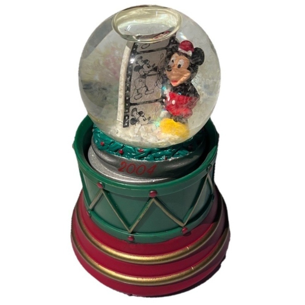 Disney Mickey Mouse Snow Globe 2004 75‎ Years of Fun JCPenney Tic Toc Mini Drum